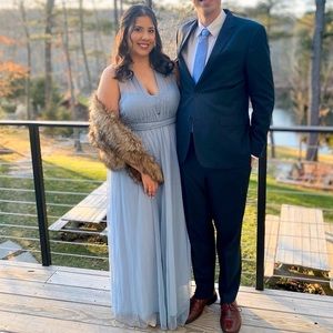 Birdy Grey “Christina” Dusty Blue Mesh Dress